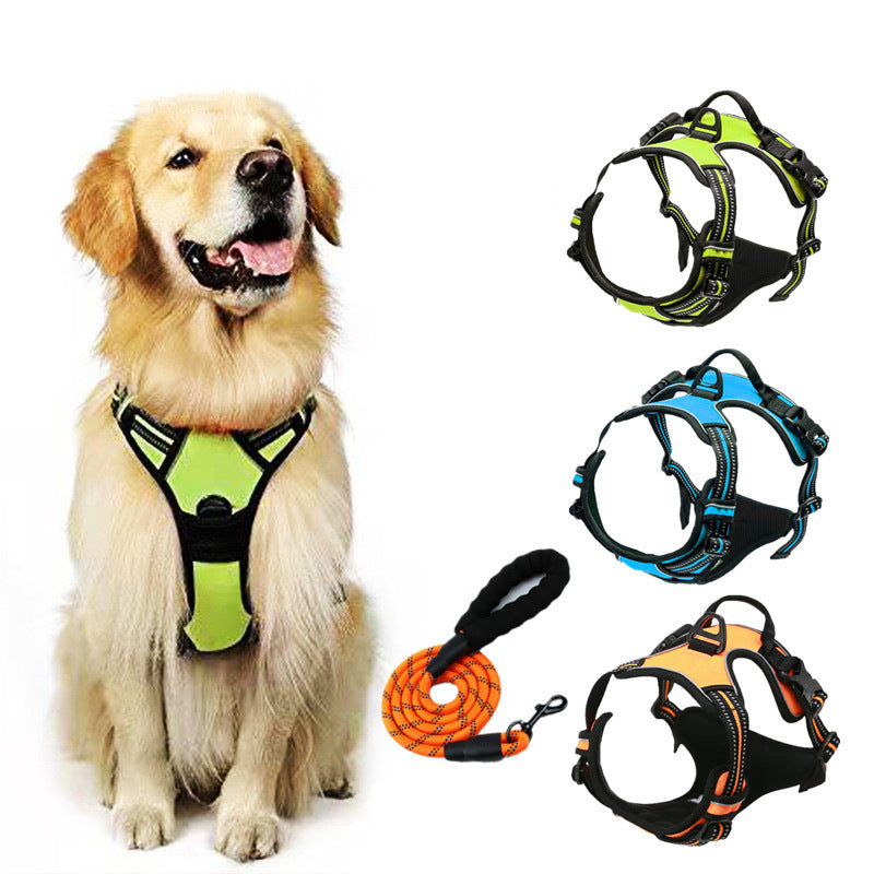 Adjustable Polyester Dog Harness with Leash – Multiple Colors