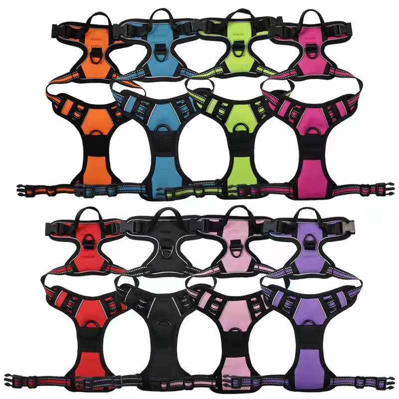 Adjustable Polyester Dog Harness with Leash – Multiple Colors